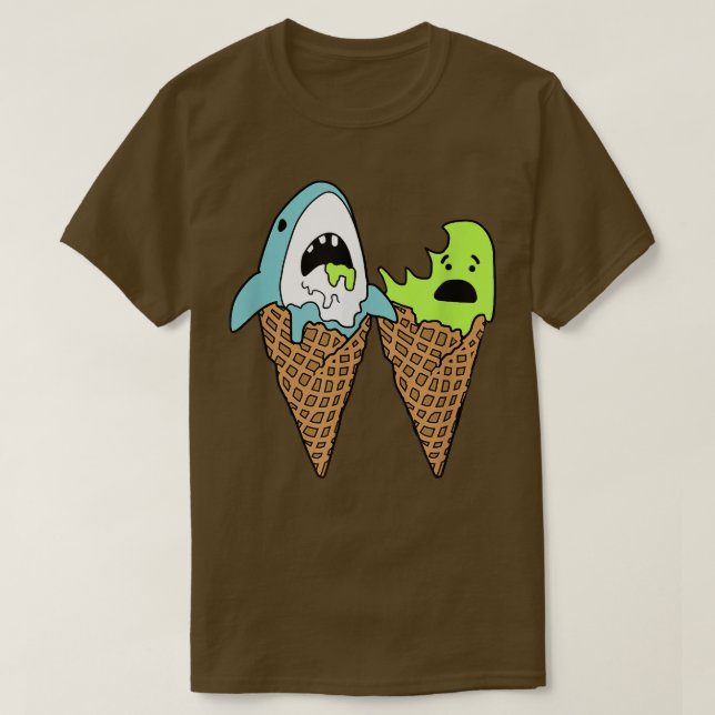Camiseta Cones de Sorvete Mordida de Tubarão Gráfico da Mod (Frente do Design)
