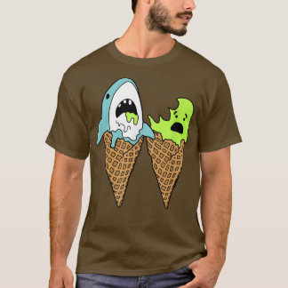 Camiseta Cones de Sorvete Mordida de Tubarão Gráfico da Mod