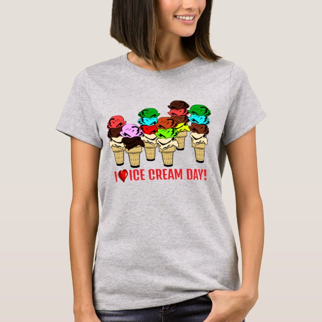 Camiseta Cones De Sorvete Para O Dia Do Sorvete (Frente)