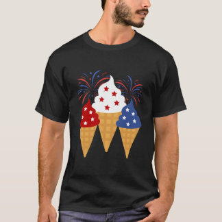 Camiseta Cones de Sorvete Patrióticos do Dia da Memória e 4
