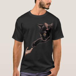 Camiseta Conexão Mínima entre Gato e Humano Estética Bege 