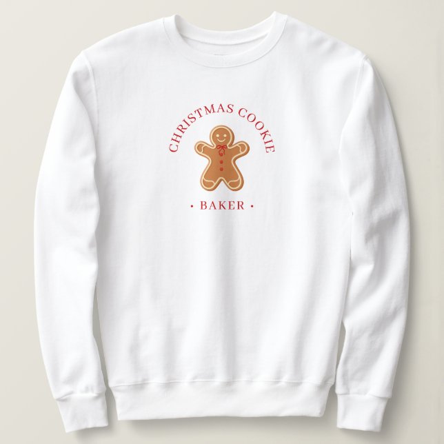 Camiseta Confeiteira de Biscoitos de Natal Moderna Feminina (Frente do Design)