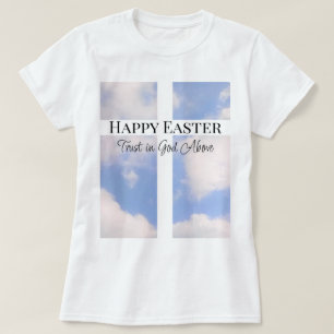 Camiseta Confiança de felz pascoa em Deus Azul e Branco