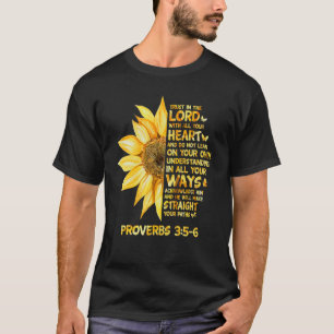 Camiseta Confiança No Lorde Sunflower Chrisitan Proverbs 3