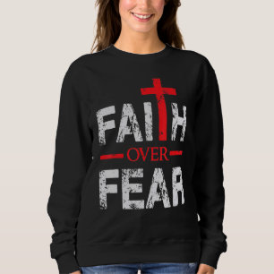 Camiseta Confiança sobre o medo Inspirativo - Grande cruz p