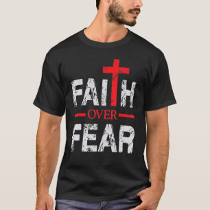 Camiseta Confiança sobre o medo Inspirativo - Grande cruz p