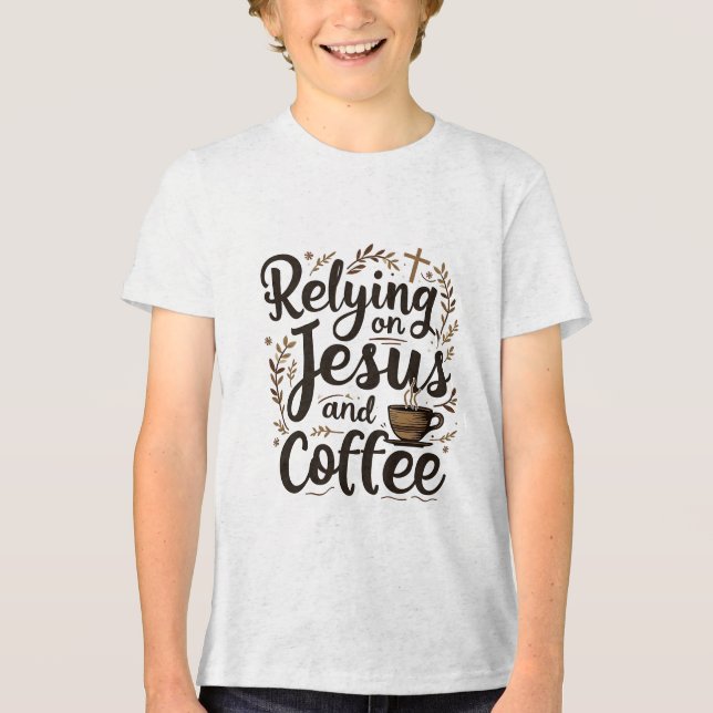 Camiseta Confiando em Jesus e Cafeine Lover (Frente)