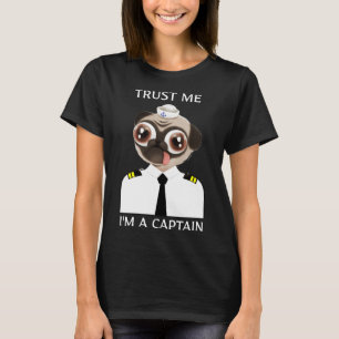 Camiseta Confie em mim I&x27;m Capitão Engraçado Pug Clássi