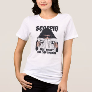 Camiseta Confie em Ninguém Placar Escorpião Engraçado Gráfi