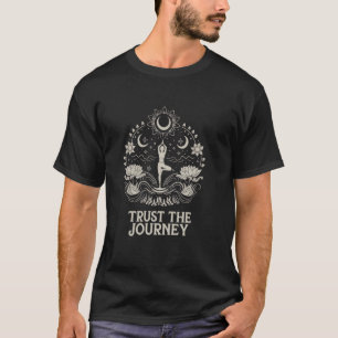 Camiseta Confie Na Jornada Yoga Espiritual Boho Lótus Lua