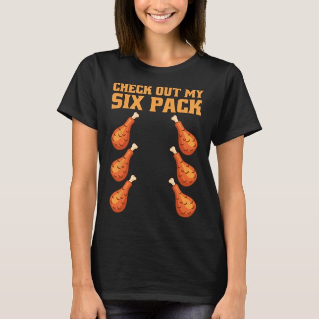 Camiseta Confira Meu Six Pack Frango Funil Coxa Academia  (Frente)