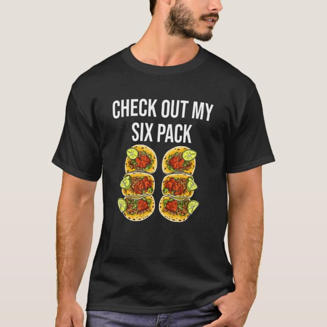 Camiseta Confira Meus Tacos de Treino de Six Pack (Frente)