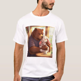 Camiseta Conforto de café: Um Urso e um Momento Louco do Co