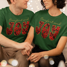 Camiseta Conforto de Poinsettia Natal de Férias Vermelhas e
