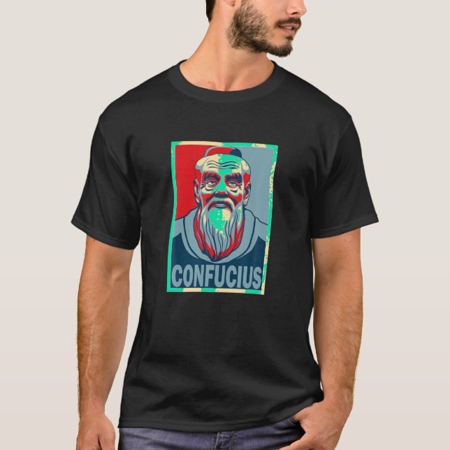 Camiseta Confucioso Professor chinês Estilo Poster do profe (Frente)