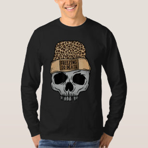 Camiseta Congelando À Morte Pele-Leopardo Caveira Engraçado