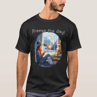 Camiseta Congele os dias engraçados em casa com o gato no W