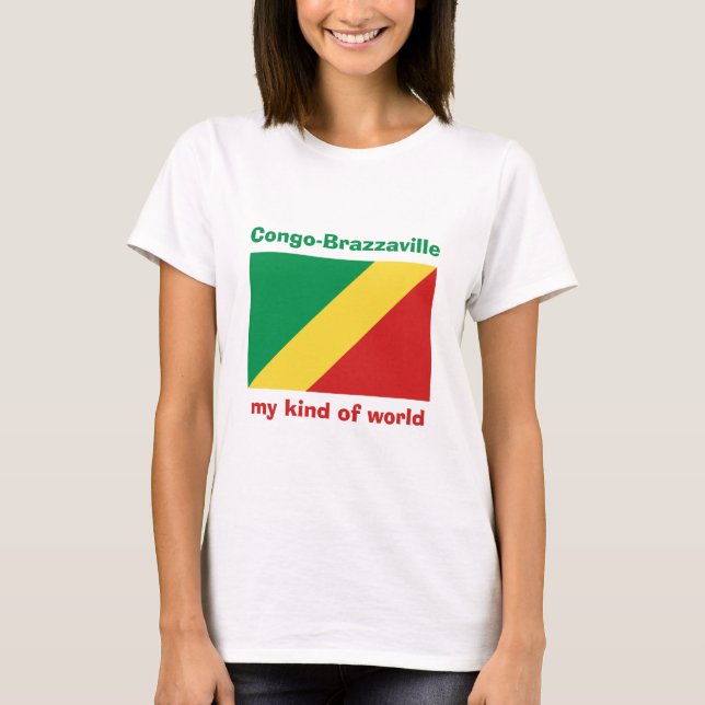 Camiseta Congo-Brazzaville Bandeira + Mapa + Texto (Frente)