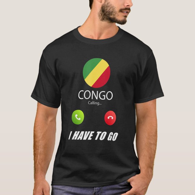 Camiseta Congo Flag Souvenir Congo Está Chamando (Frente)