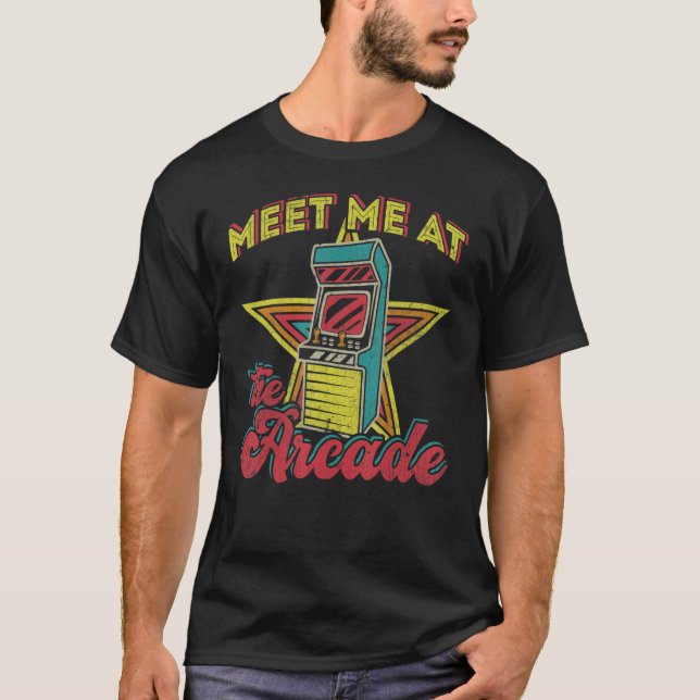 Camiseta Conheça-me no Arcade Retro 80s Arcade Video Game M (Frente)