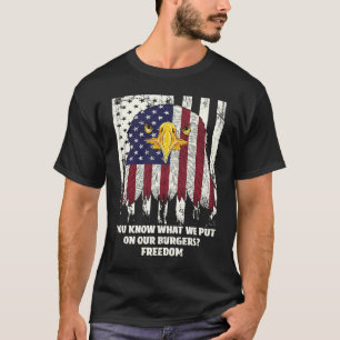 Camiseta Conheça o que pomos no nosso Burger da Independênc