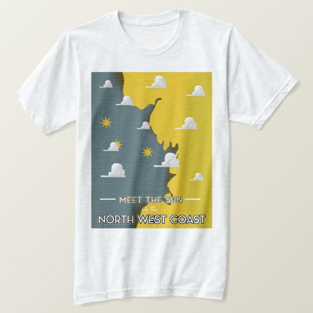 Camiseta Conheça o Sol, na Costa Noroeste (Frente do Design)