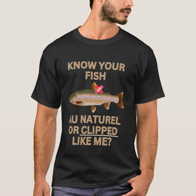 Camiseta Conheça Seu Peixe Naturel ou Engraçado Pescar Engr (Frente)
