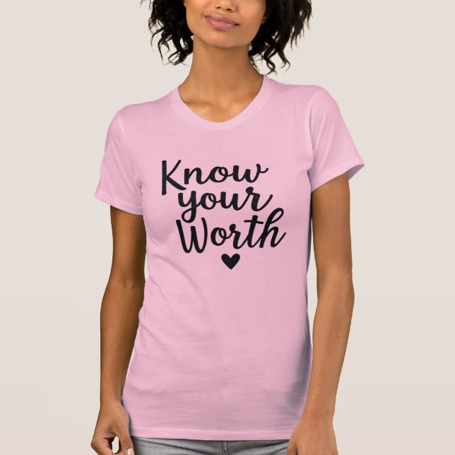 Camiseta Conheça Seu Valor - Leitura De Script Rosa (Frente)