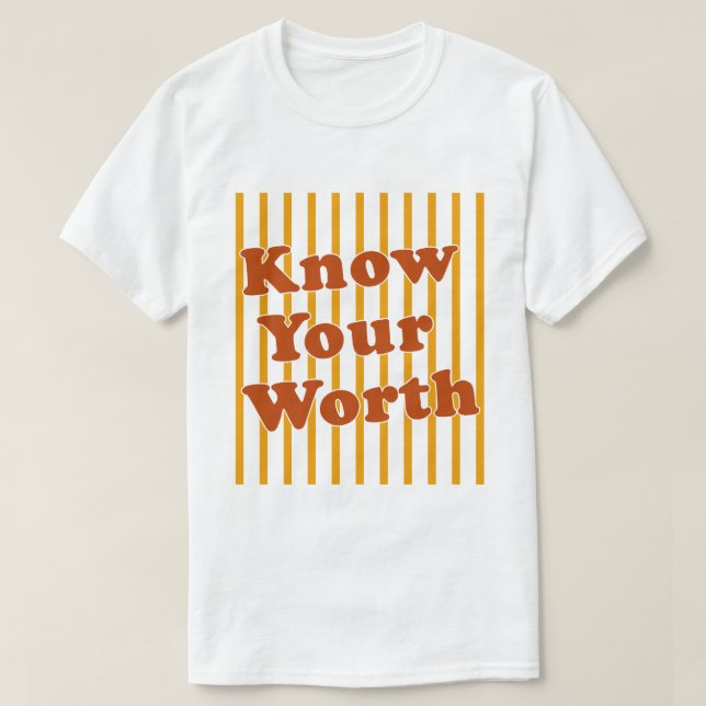 Camiseta Conheça Seu Valor Listras Retrô (Frente do Design)