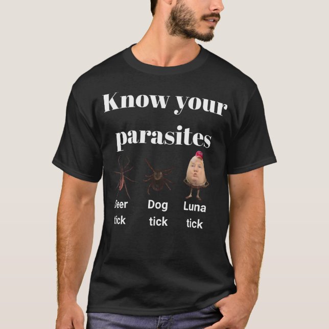 Camiseta Conheça seus parasitas: um guia de campo (Frente)