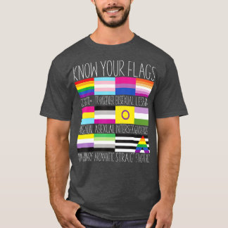 Camiseta Conheça seus sinalizadores LGBTQ+ Orgulho gay Flag