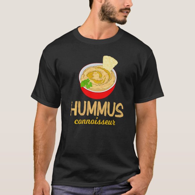 Camiseta Conhecedor de Hummus de Grão-de-Bico Pita Vegano (Frente)