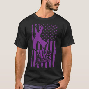 Camiseta Conhecimento do câncer de pâncreas Bandeira Americ