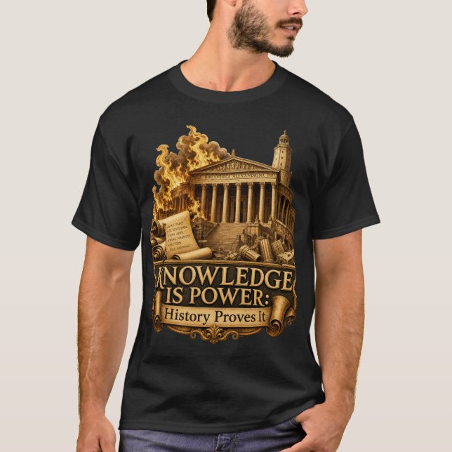 Camiseta Conhecimento É Poder História Prova Biblioteca De  (Frente)