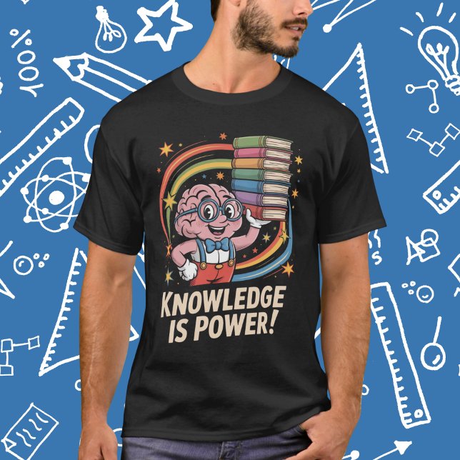 Camiseta Conhecimento é Poder Personagem Cerebral Fofo (Criador carregado)