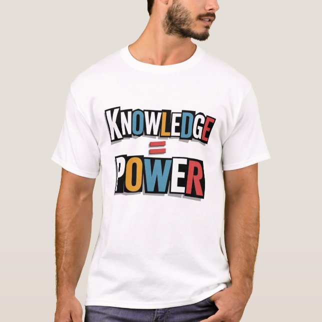 Camiseta Conhecimento = Poder – Colagem de Carta de Resgate (Frente)