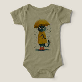 Camiseta Conjunto Bodysuit de Gato de Desenho Animado Encan