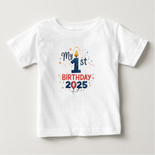 Camiseta Conjunto de 1º Aniversário de Bebê Menino Feito à 