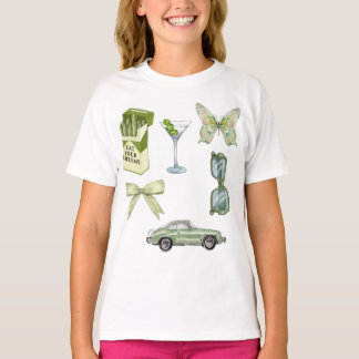 Camiseta Conjunto de Adesivos Estética Green Coquette | Car