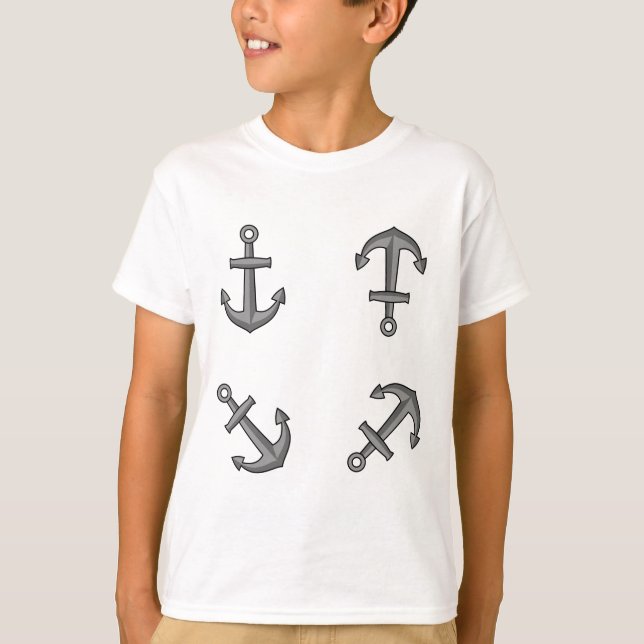 Camiseta Conjunto de Âncoras do Barco de Animação (Frente)