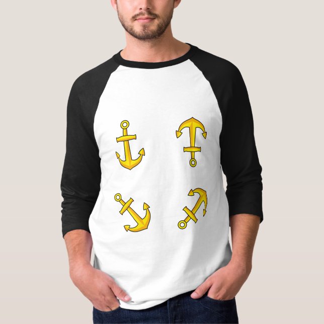 Camiseta Conjunto de Âncoras do Ouro de desenho (Frente)