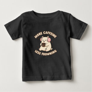 Camiseta Conjunto de Bebê Gatinho Fofo Cafeína