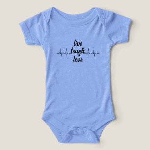 Camiseta Conjunto de Bebê Live Laugh Love Heartbeat – Azul