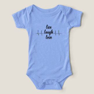 Camiseta Conjunto de Bebê Live Laugh Love Heartbeat – Azul