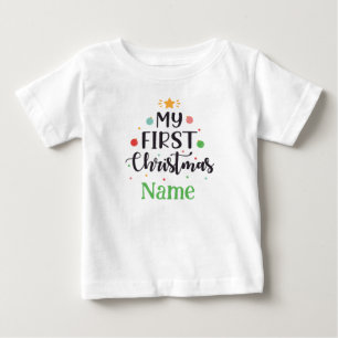 Camiseta Conjunto de Bebê Meu Primeiro Natal Personalizado