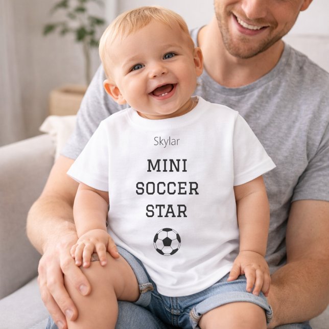 Camiseta Conjunto de Bebê Mini Estrela de Futebol com Nome  (Criador carregado)