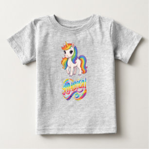 Camiseta Conjunto de bebê unicórnio arco-íris colorido e fo