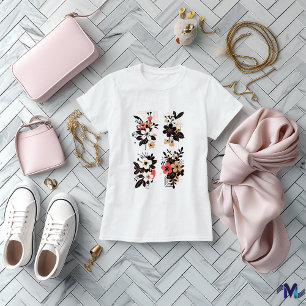 Camiseta Conjunto de Buquê Floral Abstrato Elegante