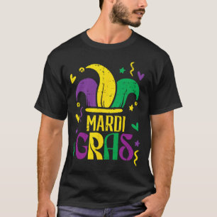 Camiseta Conjunto de Chapéu de Bobo do Carnaval Mardi Gras