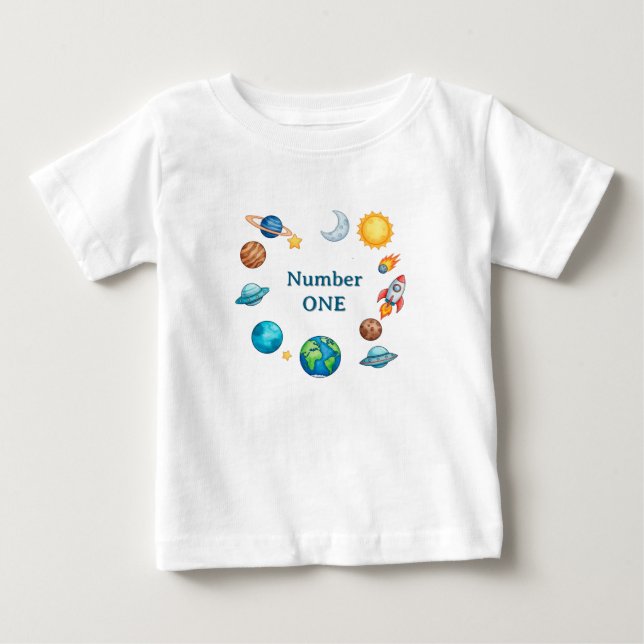 Camiseta Conjunto de clipart de círculo espacial com planet (Frente)